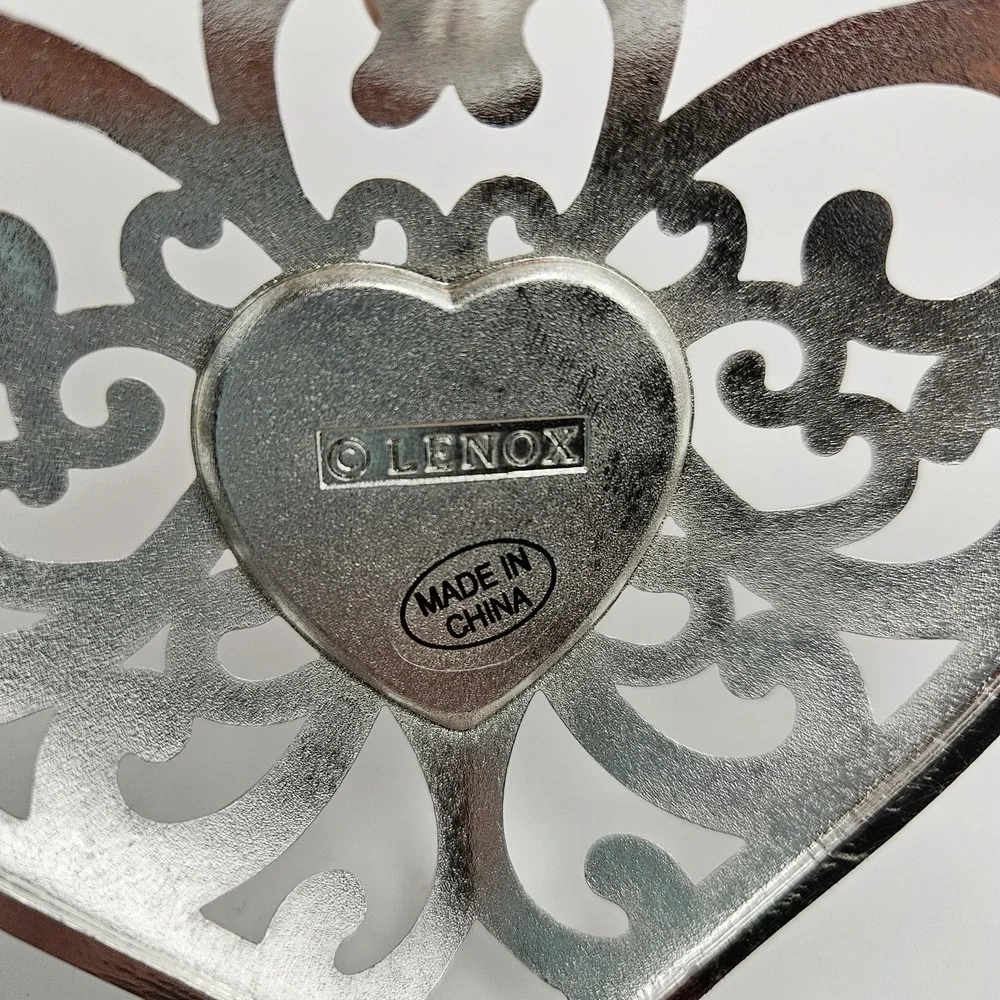 Lenox Silverplate Angel & Heart Hanging Ornaments Set of 2, Silver/Red Christmas